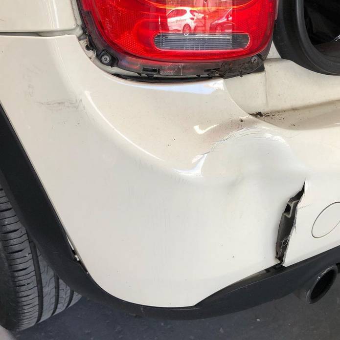 cracked and damaged bumper at Revive! Brighton